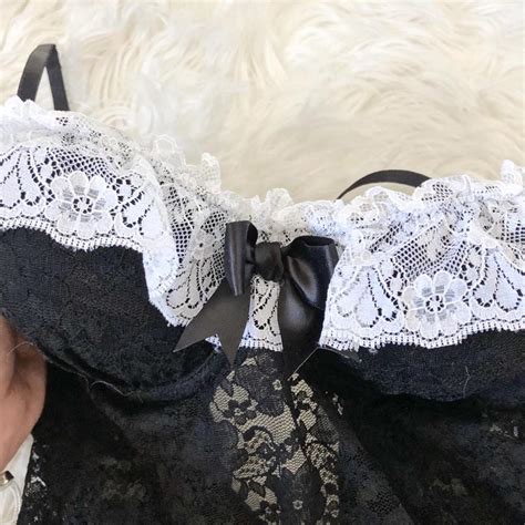 Adorable Black And White Vintage Lingerie Top With Depop
