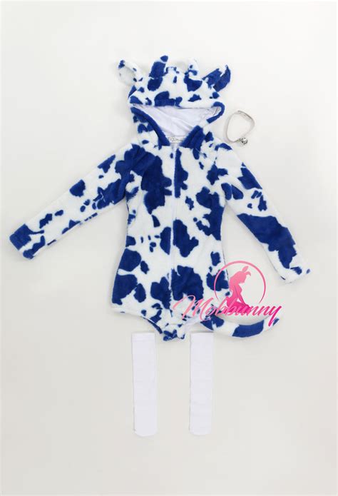 Plush Hooded Milk Print Romper And Thigh Socks Sexy Lingerie Bodysuit Top Quality Lingerie