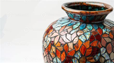 An intricately designed vase crafted with a fusion of ceramic and