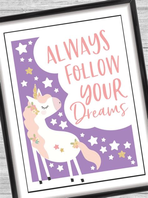 Always Follow Your Dreams Printable Unicorn Quote 3 Boys And A Dog