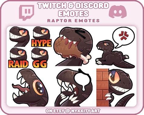 Dinosaur Twitch Emote Bundle Raptor Twitch Emote Set For Streamer