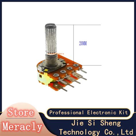 5PCS WH148 50KBX2 100KBX2 20MM 16 형 음량 가변 저항기 센터 탭이있는 8 피트 B50K B100K ...