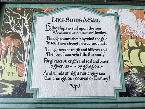 Vintage Glass Ship Picture Like Ships A Sail Poem Nautical Decor Cabin