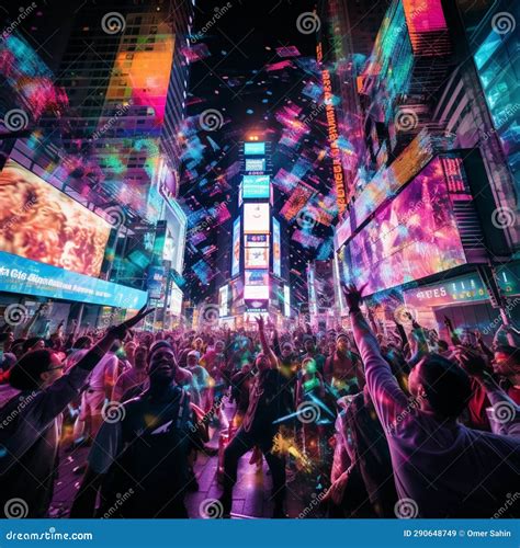 Surreal and Mesmerizing Nightlife Scene in New York City Stock Image