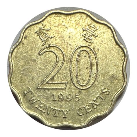 1995 Hong Kong 20 Cent Coin Obverse Bauhinia Orchid Scalloped