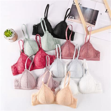 French Lace Bras For Women Sexy Lingerie Solid Underwear Wire Free Bralette Female Push Up Bra