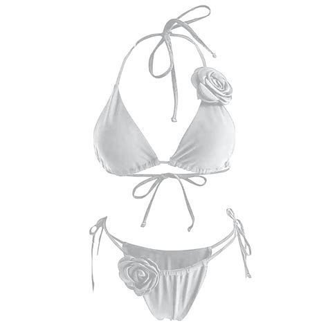 Msjuheg Tie Back Bathing Suit Thong String Piece Bikini Set High Cut Swimsuit Bikini Tops Full