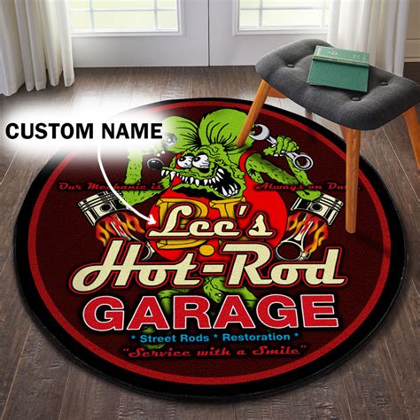Personalized Hot Rod Rat Fink Round Mat Rustypod Store