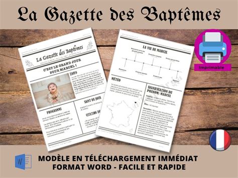 An Image Of A Newspaper With The Words La Gazette Des Baptemes On It