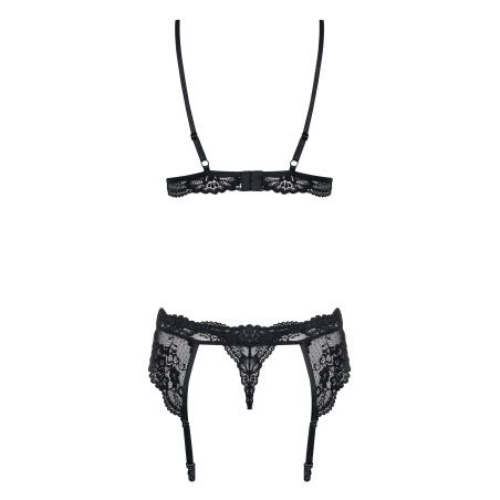 Completino Intimo Sexy In Pizzo Nero Con Reggicalze Obsessive Lingerie