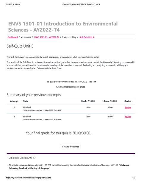 Self Quiz Unit Envs Studocu