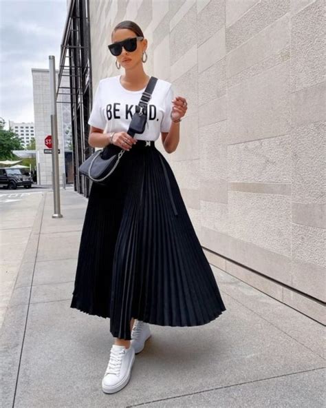 Saia Longa Preta Como Usar - Looks com saia plissada preta longa e midi - como usar