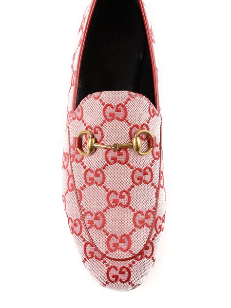 Gucci Jordaan Gg Hibiscus Red Canvas Loafer Loafers And Slippers