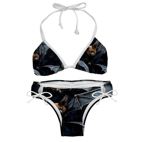 Bats Detachable Sponge Adjustable Strap Bikini Set Two Pack Swimsuits Swimming Suits Applicable
