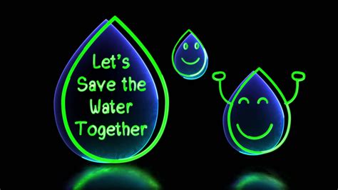 Glowing Looping Icon Water Saving Symbol Neon Effect Black Background