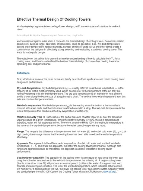 Effective Thermal Design of Cooling Towers | PDF | Relative Humidity ...