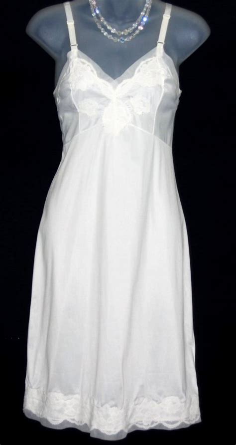 Gay Lure White Chiffon Lace Nylon Full Slip At Classy Option Vintage Chiffon Slip