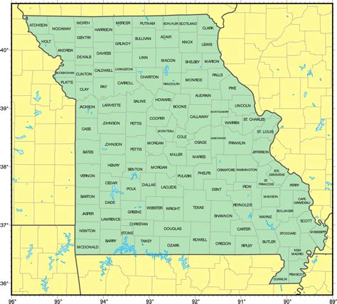 Mo County Map Western Region