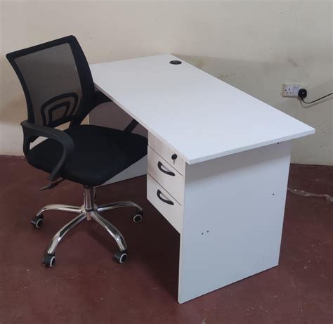 White study desk with office chair