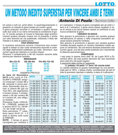 Tabella Calcolo Vincite Lotto Pi