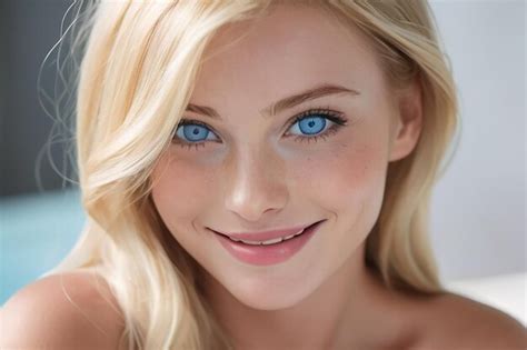 Premium Photo Beautiful Blonde Woman Smiling White Teeth Smile