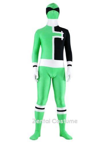 Green With White And Black Lycra Spandex Unisex Skin Suits Second Skin