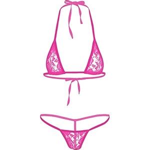 Freebily Metallico Micro Bikini Sexy Hot Mare Reggiseno Mezza Coppa Aperto Mini Tanga Perizoma