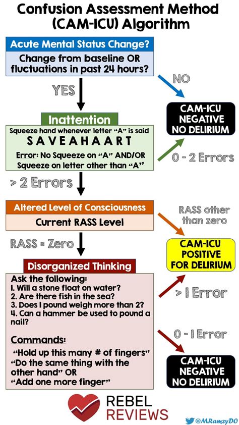 Confusion Assessment Method Algorithm CAM ICU REBEL EM Emergency