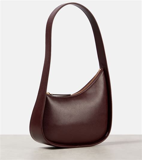 Half Moon Leather Shoulder Bag In Burgundy The Row Mytheresa