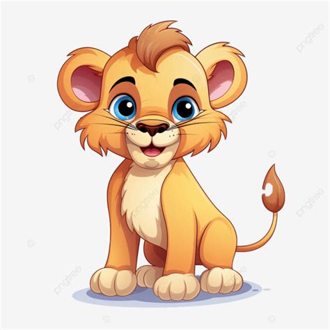 A Baby Lion Clip Art Standing With Wide Grin On Transparent Background