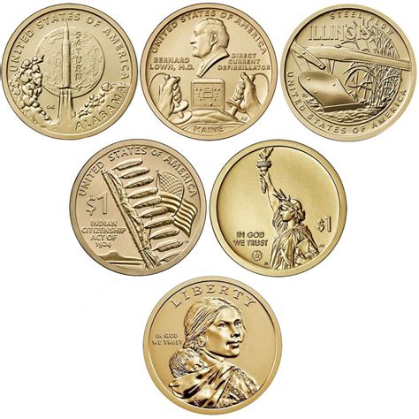 Набор монет. США 1 доллар, 2024 год. Американские инновации и коренные ...