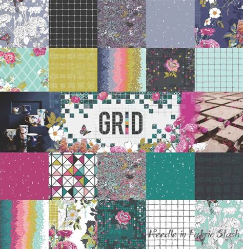 rose circuit teal grid fabric collection katarina roccella art