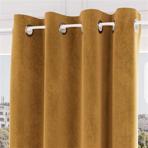 Rideau Oeillets En Velours VELVET Ocre Par Soleil D Ocre Cdiscount