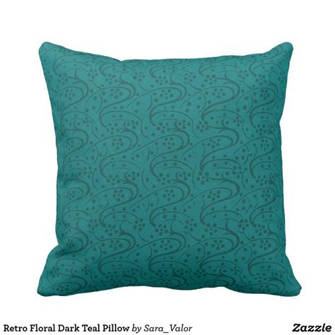 Retro Floral Dark Teal Cushion Find Under Blue Teal