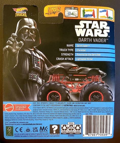 楽天市場ホットウィール Hot Wheels モンスタートラック ダースベイダー スターウォーズ STAR WARS ダイキャストメタルボディ コネクト クラッシュカーつき ビークル