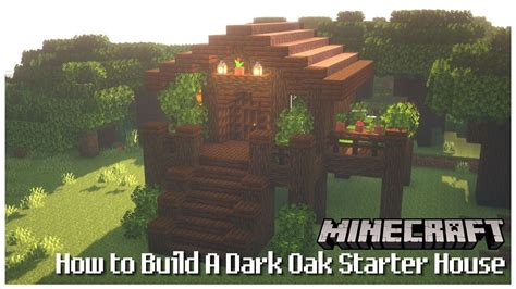 Minecraft How To Build A Dark Oak Starter House Easy Build Tutorial Youtube