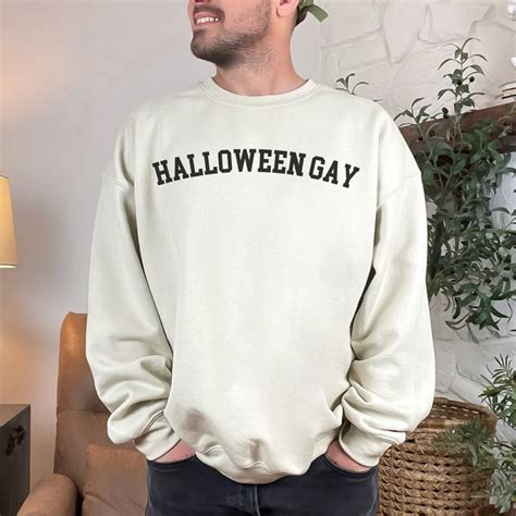 Halloween Gay Sweatshirt Fall Autumn Halloween Sweater Retro Collegiate Pullover Funny Lgbtq