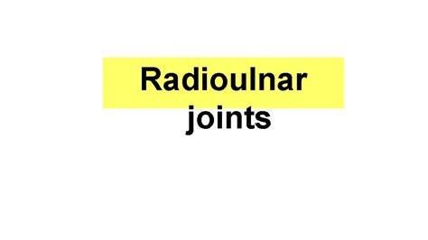 Elbow Joint Elbow Joint Type Synovial hinge joint