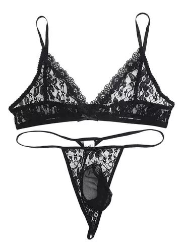 Conjunto Lingerie Masculina Fio Dental Crossdress Fetiche Parcelamento Sem Juros