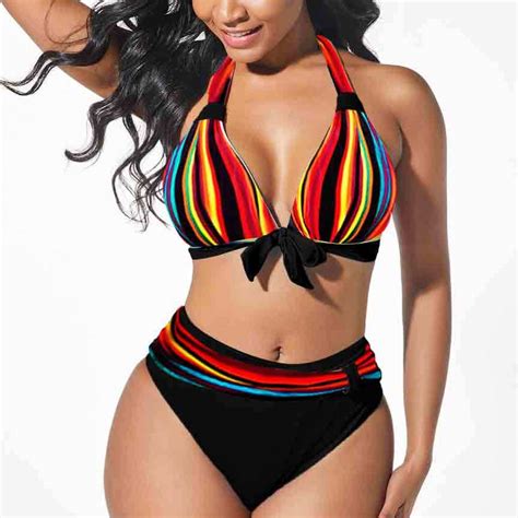 Bikini Women S High Waist Halter Neck Bikini In 5 Patterns Wazzi S Wear