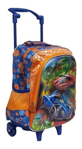 Mochila Escolar Carros Speed Hot Wheels D Rodinha G Meninos Parcelamento Sem Juros
