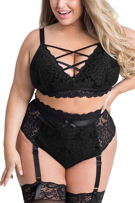 Amazon EVELUST Plus Size Lingerie For Women Sexy Luxe Criss Cross Bra Lace Cup Classic