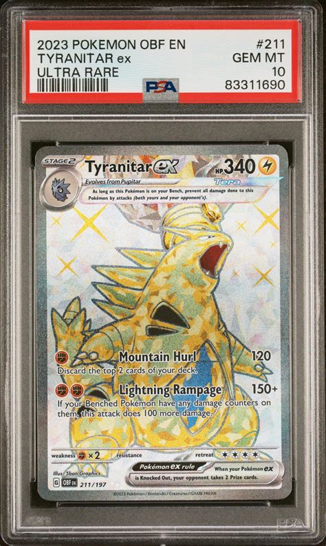 Pokemon Obf En Obsidian Flames Tyranitar Ex Psa Gamestop