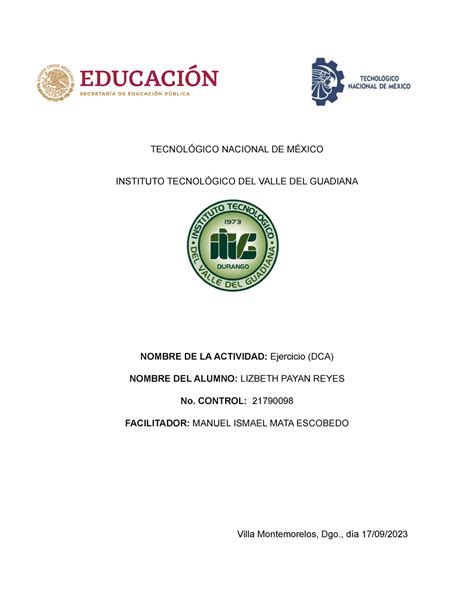 Ejercicio Dca Tecnol Gico Nacional De M Xico Instituto Tecnol Gico