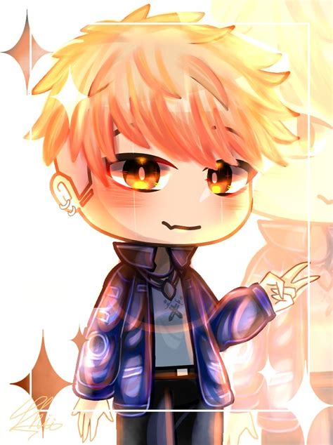 An Anime Character With Blonde Hair And Orange Eyes Holding His Hand