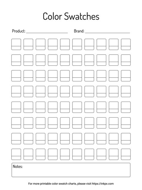 Printable Color Swatch Charts In Pdf Png And  Formats · Inkpx