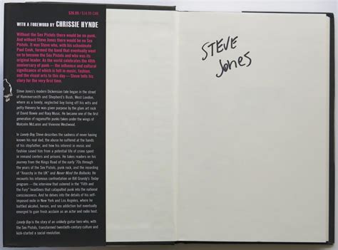 Sex Pistols Steve Jones Signed Lonely Boy First Edition Book