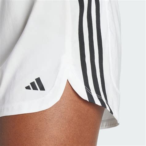 Adidas Pacer Training 3 Stripes Woven High Rise Shorts White Adidas UAE