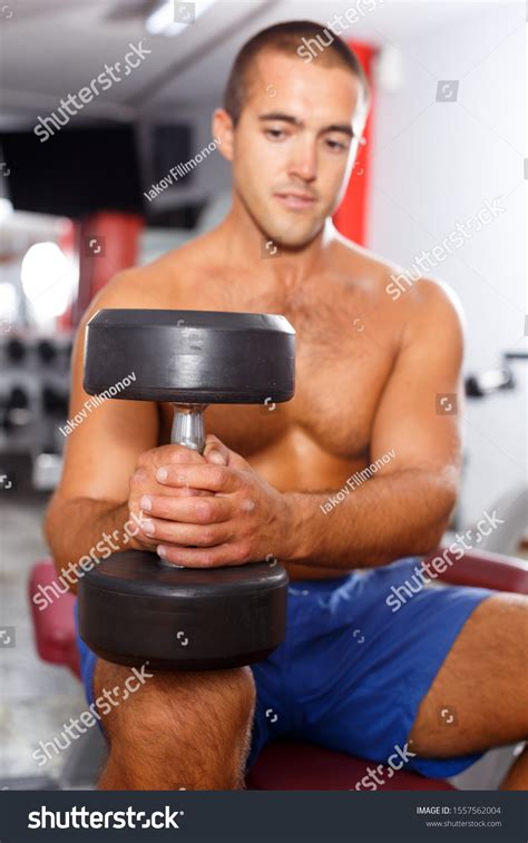 Portrait Muscular Guy Naked Torso Lifting Stock Photo Shutterstock