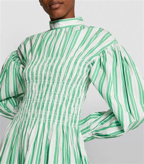 Womens GANNI Green Striped Midi Dress Harrods UK